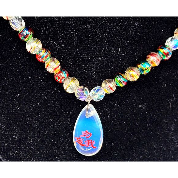 Artisan Handmade Unique Foil Beads with Drop Pendant 17" - Picture 1 of 6